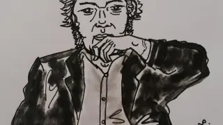 El escritor retratado por el artista Sergio Muro.