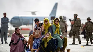 Evacuation at Hamid Karzai International Airport, in Kabul