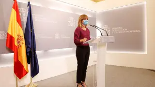 Pilar Alegría, ministra de Educación, en rueda de prensa