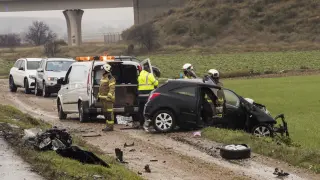 Accidente con tres víctimas mortales en la N-II a la altura de Osera de Ebro