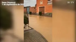 Fuertes lluvias en Sena, Huesca