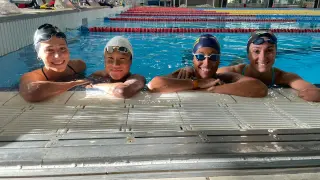 El relevo 4x100 metros libres, con Teresa Perales (segunda por la derecha)