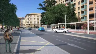 Recreación de cómo quedará el paseo Ramón y Cajal de Huesca tras la tercera fase de urbanización.