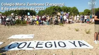 Protesta en el Colegio María Zambrano de Zaragoza para pedir la construcción del nuevo centro