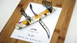 La tapa 'Cruz de navajas' del restaurante La Clandestina de Zaragoza, ganadora del Concurso de Tapas en 2019. gsc