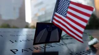 New York City (United States), 11/09/2021.- The 9/11 Memorial is seen on the 20th anniversary of the September 11 attacks in Manhattan, New York City, U.S., September 11, 2021. (Atentado, Estados Unidos, Nueva York) EFE/EPA/MIKE SEGAR / POOL
 USA 9/11 20TH ANNIVERSARY