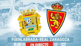 Cartela de la retransmisión del partido Fuenlabrada-Real Zaragoza.