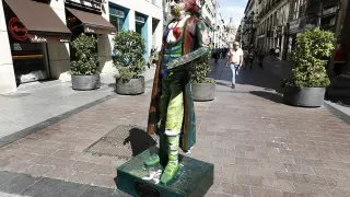 Escultura de Goya vandalizada en la calle Alfonso de Zaragoza