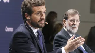 Rajoy y Feijóo arropan a Pablo Casado en la convención del PP en Santiago