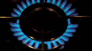 FILE PHOTO: A gas burner is pictured on a cooker in a private home