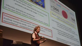 Margarita del Val, en el ciclo de conferencias de la UIMP en el Teatro Olimpia de Huesca.
