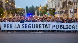Manifestación policial en Barcelona.