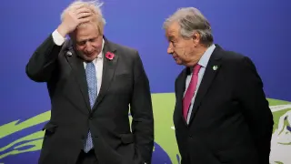 António Guterres y Boris Johnson, en la inauguración de la Cumbre del Clima, COP26