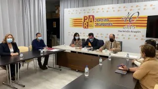Reunión mantenida este jueves por dirigentes aragonesistas en la sede del partido en Zaragoza.