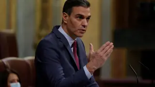 El presidente del Gobierno, Pedro Sánchez durante su intervención en el Congreso este miércoles durante la sesión de control al Gobierno para informar del último Consejo Europeo.