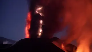 Lightning on Cumbre Vieja volcano
