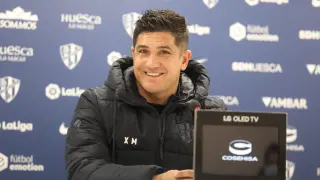 Xisco Muñoz, durante la rueda de prensa previa al partido con el Ibiza.