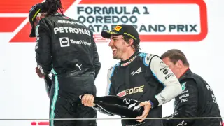 Fernando Alonso en el podio