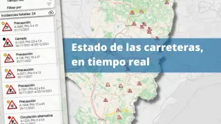 Mapa del estado de las carreteras en Aragón en tiempo real.