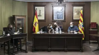 Aragón. Ayuntamiento Alagón. Lambán y alcaldes ribera / 13-12-2021 / FOTO: GUILLERMO MESTRE[[[FOTOGRAFOS]]]