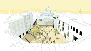 Ilustración con el aspecto que tendría la plaza de la Marquesa de acuerdo al proyecto encargado.