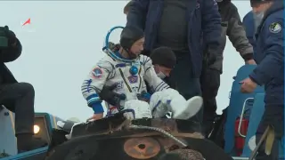 Landing of the Soyuz MS-20 space capsule with Russian-Japanese ISS crew in Kazakhstan