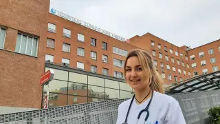 Lorena Franco, en el Hospital Clínico San Carlos de Madrid, donde está como residente desde julio.