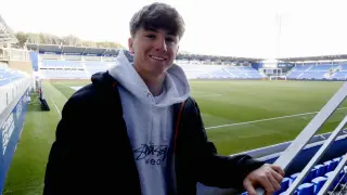 Manu Rico, en El Alcoraz, donde debutó en liga con la SD Huesca el domingo pasado.