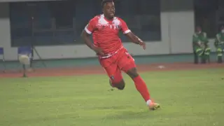 Buyla, en un partido de la selección ecuatoguineana