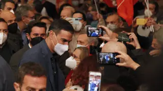 Pedro Sánchez, en el acto de campaña de este sábado en Zamora.