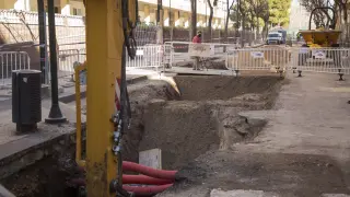 Renovación de una tubería en La Almozara, esta semana.