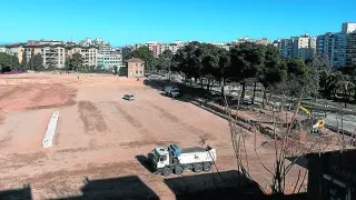 Estado de las obras de urbanización de los antiguos depósitos de Pignatelli.