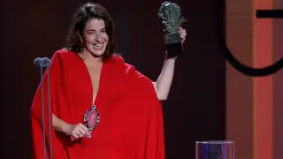 Nora Navas, con su Premio Goya por 'Libertad'.