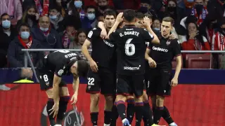 El Levante celebra su gol ante el Atlético de Madrid.