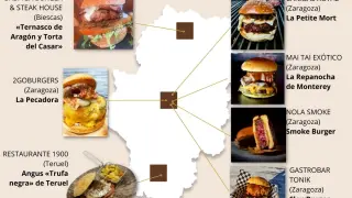 Las hamburguesas de Zaragoza, Huesca y Teruel que optan a la mejor de España.