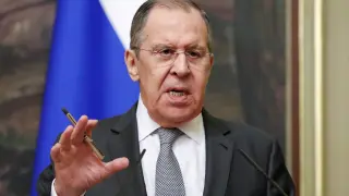 Serguéi Lavrov, ministro de Exteriores ruso, en rueda de prensa este jueves