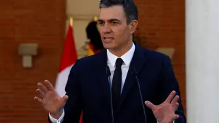 Pedro Sánchez, presidente del Gobierno, en rueda de prensa este lunes