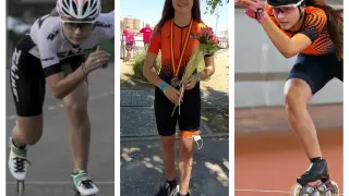 Las patinadoras aragonesas del club 2mil6 Nerea Langa, Clara Aznar y Luna Domínguez
