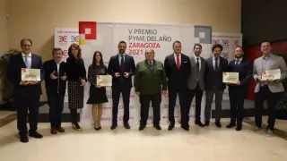 Premiados en la quinta edición del Premio Pyme del Año de Zaragoza.