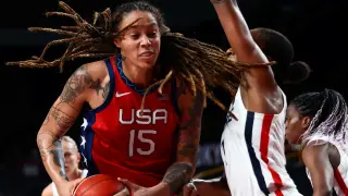 FILE PHOTO: Brittney Griner of the United States in action during Tokyo 2020 Olympic women's basketball