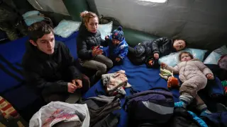 Evacuees from Mariupol area get settled at a camp in Bezymennoye
