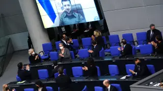 Ukrainian President Volodymyr Zelensky addresses German parliament