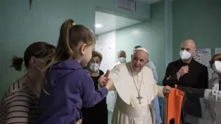 Pope Francis at the Bambino Gesu Pediatric Hospital in Rome