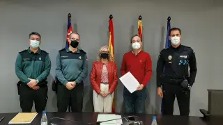 Firma del protocolo VioGén entre la Guardia Civil y el Ayuntamiento de Binéfar el pasado 25 de febrero.