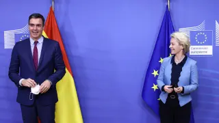 Pedro Sanchez and Ursula von der Leyen meet in Brussels
