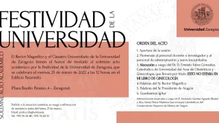 Invitación a la Festividad de la Universidad de Zaragoza