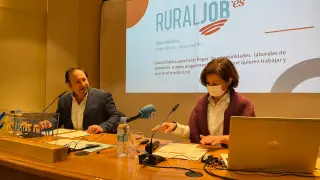 Mariano Altemir y Paloma Fábregas, en la presentación Ruraljob.