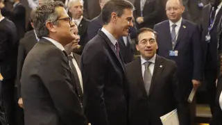 Pedro Sánchez, a su llegada a la cumbre de la OTAN.