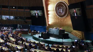 Asamblea Genesal de la ONU en la que se ha decido la suspensión de Rusia en su Consejo de Derechos Humanos.