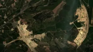 La construcción del embalse de Almudévar, vista desde un satélite